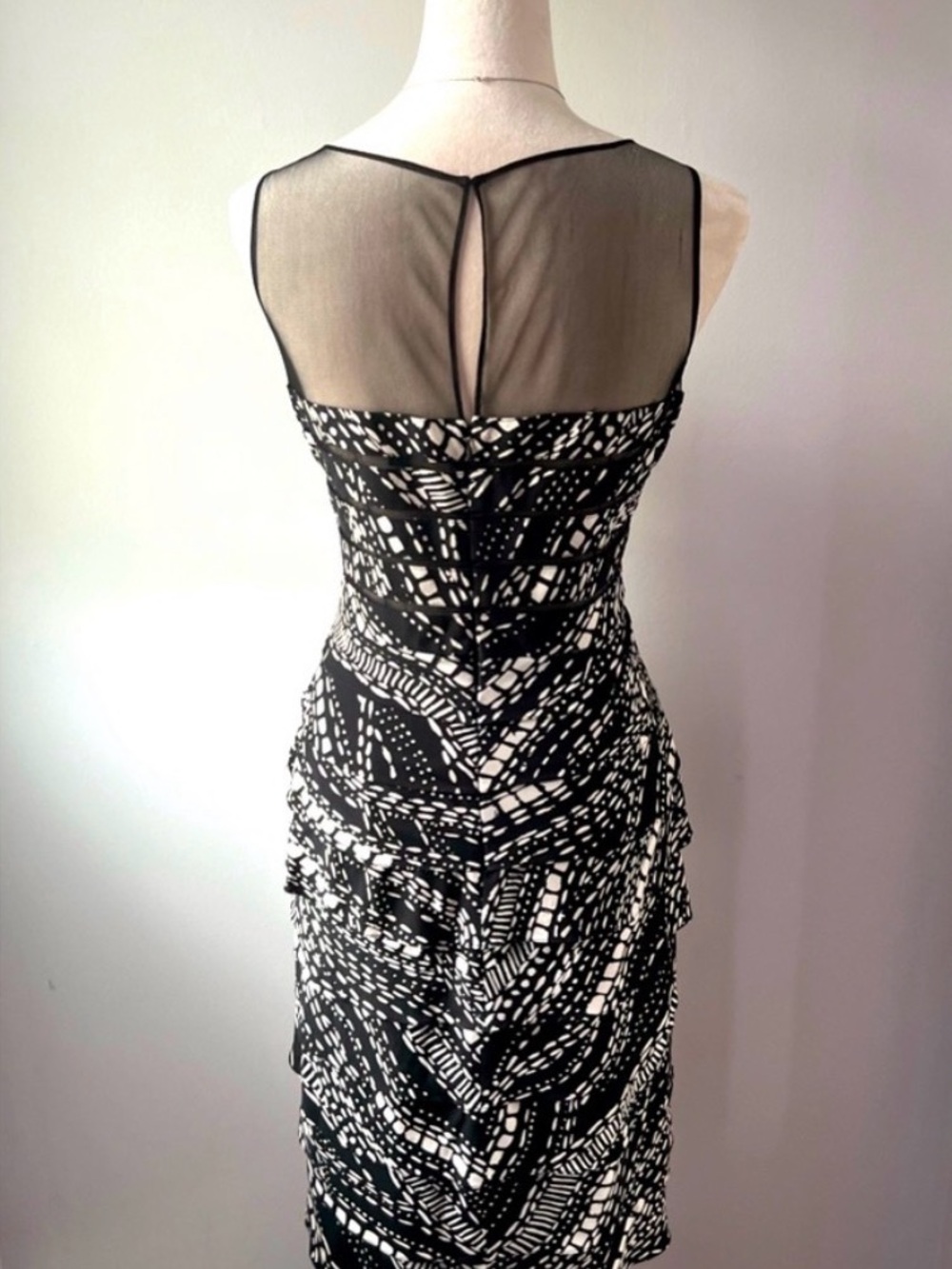 Adrianna Papell Black and Cream Layered Cocktail Dress - Picture 2 of 8